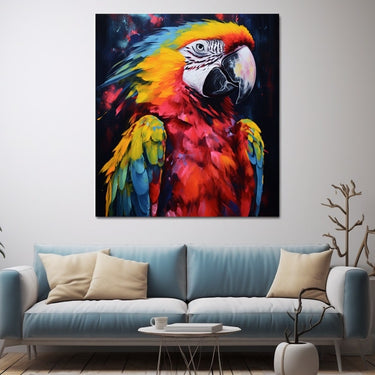 Black Background Parrot Canvas
